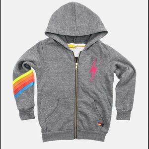Aviator Nation Chevron Zip Hoodie Heather/Neon Rainbow